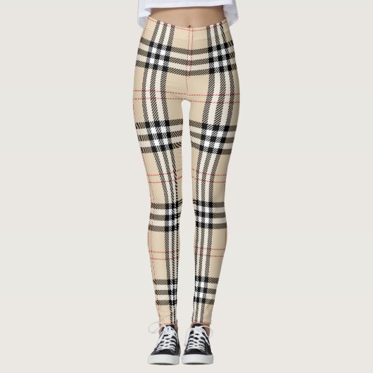 Leggings Joli Tartan Plaid Beige (Devant)