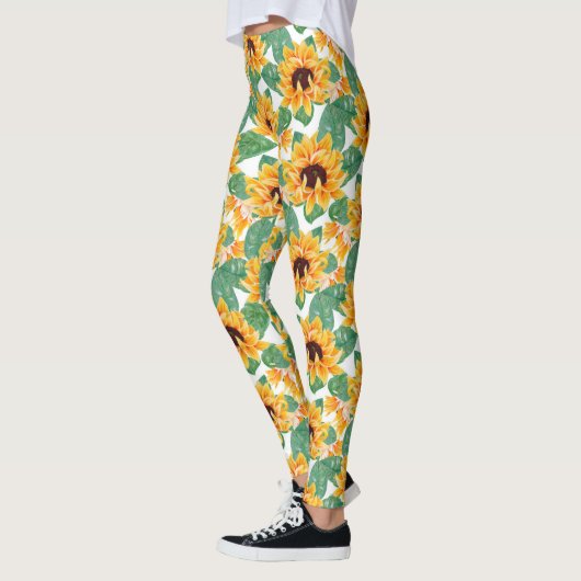 Leggings Joli tournesol Jaune et Motif vert (Gauche)