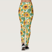 Leggings Joli tournesol Jaune et Motif vert (Dos)