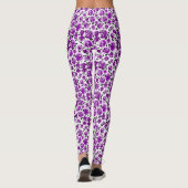Leggings Joli violet blanc rose motif (Dos)