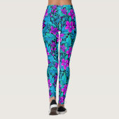 Leggings Joli violet et Turquoise bleu floral (Dos)