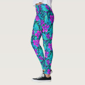 Leggings Joli violet et Turquoise bleu floral (Gauche)