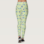 Leggings Jolie aquarelle bleu sur jaune (Dos)