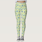 Leggings Jolie aquarelle bleu sur jaune (Devant)