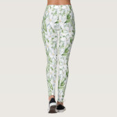 Leggings Jolie aquarelle Fleurs blanches personnalisées (Dos)