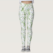 Leggings Jolie aquarelle Fleurs blanches personnalisées (Devant)