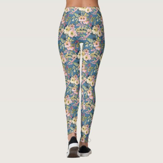 Leggings Jolie aquarelle Fleurs Doodle (Dos)