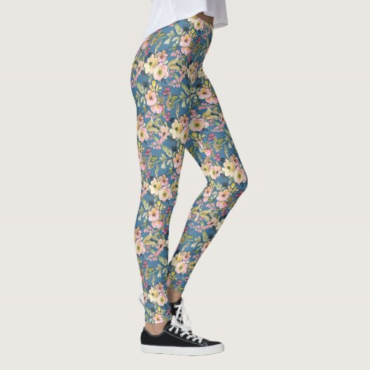 Leggings Jolie aquarelle Fleurs Doodle (Droite)