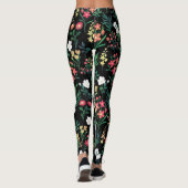 Leggings Jolie aquarelle Floral Noir Botanique (Dos)