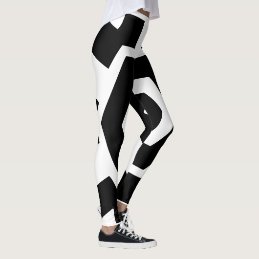 Leggings Jolie bande noire et blanche Entraînement moderne (Droite)