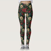 Leggings Jolie chinoiserie de Noël florale (Devant)
