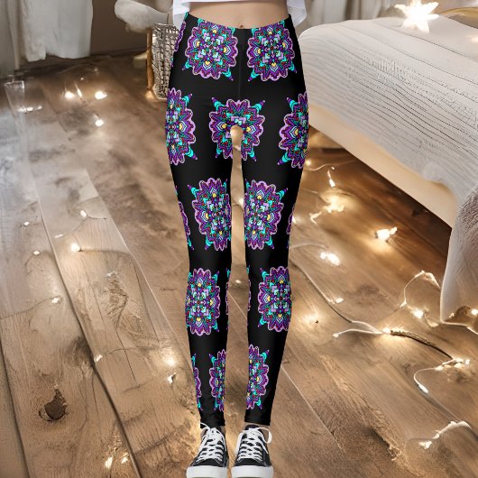 Leggings Jolie couleur violet Mandala Mystique