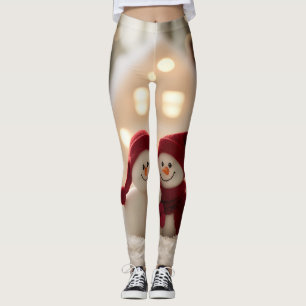 Leggings Jolie famille de bonhomme de neige Noël d'hiver