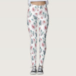 Leggings Jolie Feminine Soft Rose Roses Motif<br><div class="desc">Joli motif floral rose sur les leggings blancs.</div>