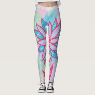 Leggings Jolie fleur pastel dessinée à la main