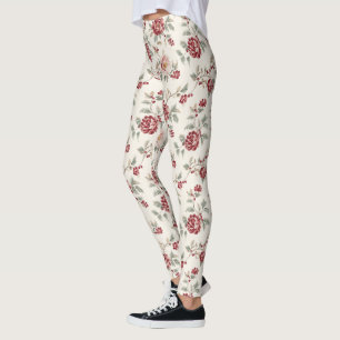 Leggings Jolie Florale Crème Rouge Chic