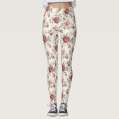 Leggings Jolie Florale Crème Rouge Chic (Devant)
