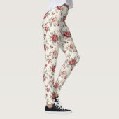 Leggings Jolie Florale Crème Rouge Chic (Droite)