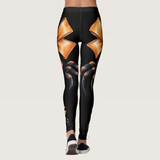 Leggings Jolie Halloween Spider noir avec Orange Bow (Dos)