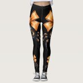 Leggings Jolie Halloween Spider noir avec Orange Bow (Devant)