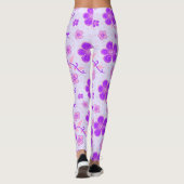 Leggings Jolie impression florale violet et rose sur Lavend (Dos)