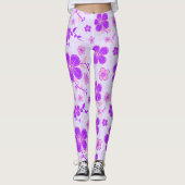 Leggings Jolie impression florale violet et rose sur Lavend (Devant)