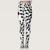 Leggings Jolie impression noir et blanc fleurie (Devant)