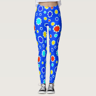 Leggings Jolie Rouge Jaune Bleu Fleurs