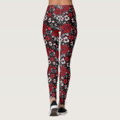 Leggings Jolie, Rouge, Roses noires et blanches, Coeurs (Dos)