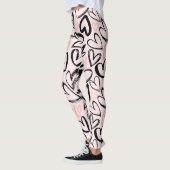 Leggings Jolie valentines noir et rose motif de jour (Gauche)