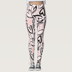 Leggings Jolie valentines noir et rose motif de jour