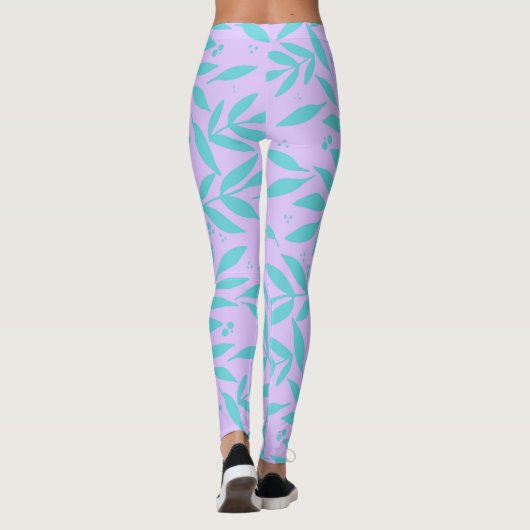 Leggings Jolies branches - turquoise et violet ado (Dos)