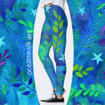Leggings Jolies Feuilles et succursales en bleu<br><div class="desc">Si vous rêviez de la nature avec des feuilles et des branches, cela pourrait être le résultat. Des tiges feuilles et délicates flottent contre un arrière - plan de tons bleus extraordinaires avec des bouts de rose et de vert. Vos jambes vous feront rêver tout en portant cette belle conception...</div>
