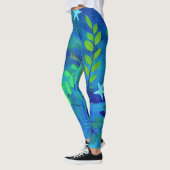 Leggings Jolies Feuilles et succursales en bleu (Gauche)