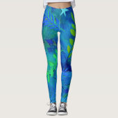 Leggings Jolies Feuilles et succursales en bleu (Devant)