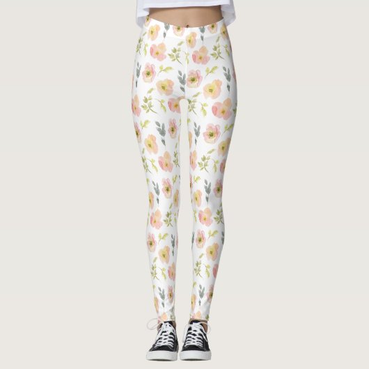 Leggings Jolies fleurs aquarelles (Devant)