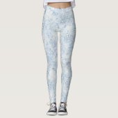 Leggings Jolies Fleurs Blanches Bleues   (Devant)