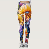Leggings Jolies Fleurs D'Art Ai Colorées (Devant)