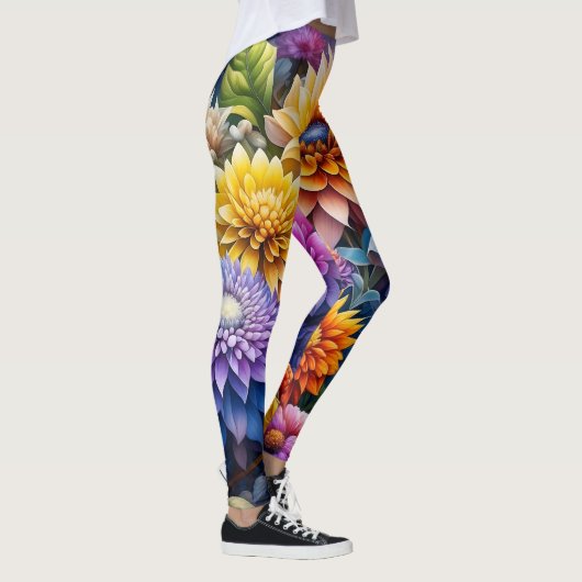 Leggings Jolies Fleurs D'Art Ai Colorées (Droite)