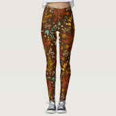 Leggings Jolies fleurs d'automne sur un Arrière - plan Brow (Devant)