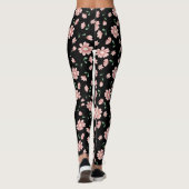 Leggings Jolies Fleurs Roses Sur Noir (Dos)