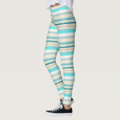 Leggings Jolies rayures aqua blanc (Gauche)