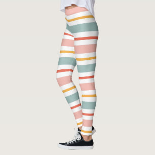 Leggings Jolies Rayures Horizontales Pastel Bohème Rose Sar