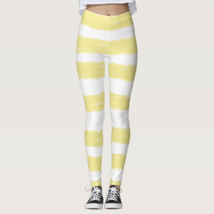 Leggings Jolies rayures jaunes et blanches aquarelle