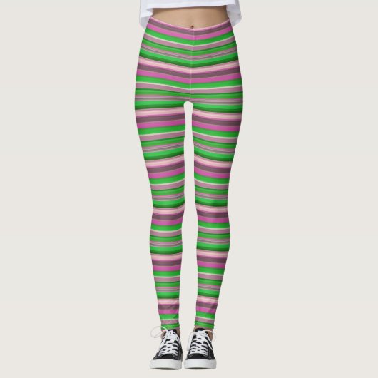 Leggings Jolies rayures vert violet (Devant)