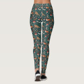 Leggings Jolis Animaux de la Forêt de Noël Verte (Dos)