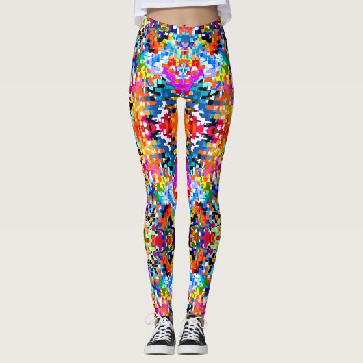 Leggings Jolis carrés abstraits colorés (Devant)