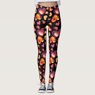 Leggings Jolis cœurs en ombre plaid métallisé noirs