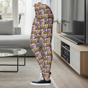 Leggings Jolis Inséparables Fleurs Tropicales Oiseau Romant