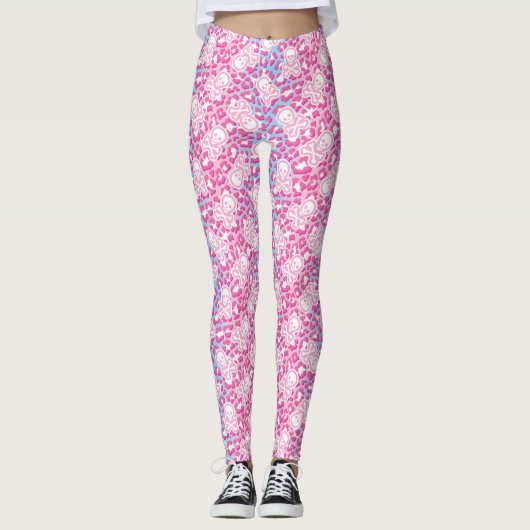 Leggings Jolly roger Empreinte de léopard esthétique Pastel (Devant)